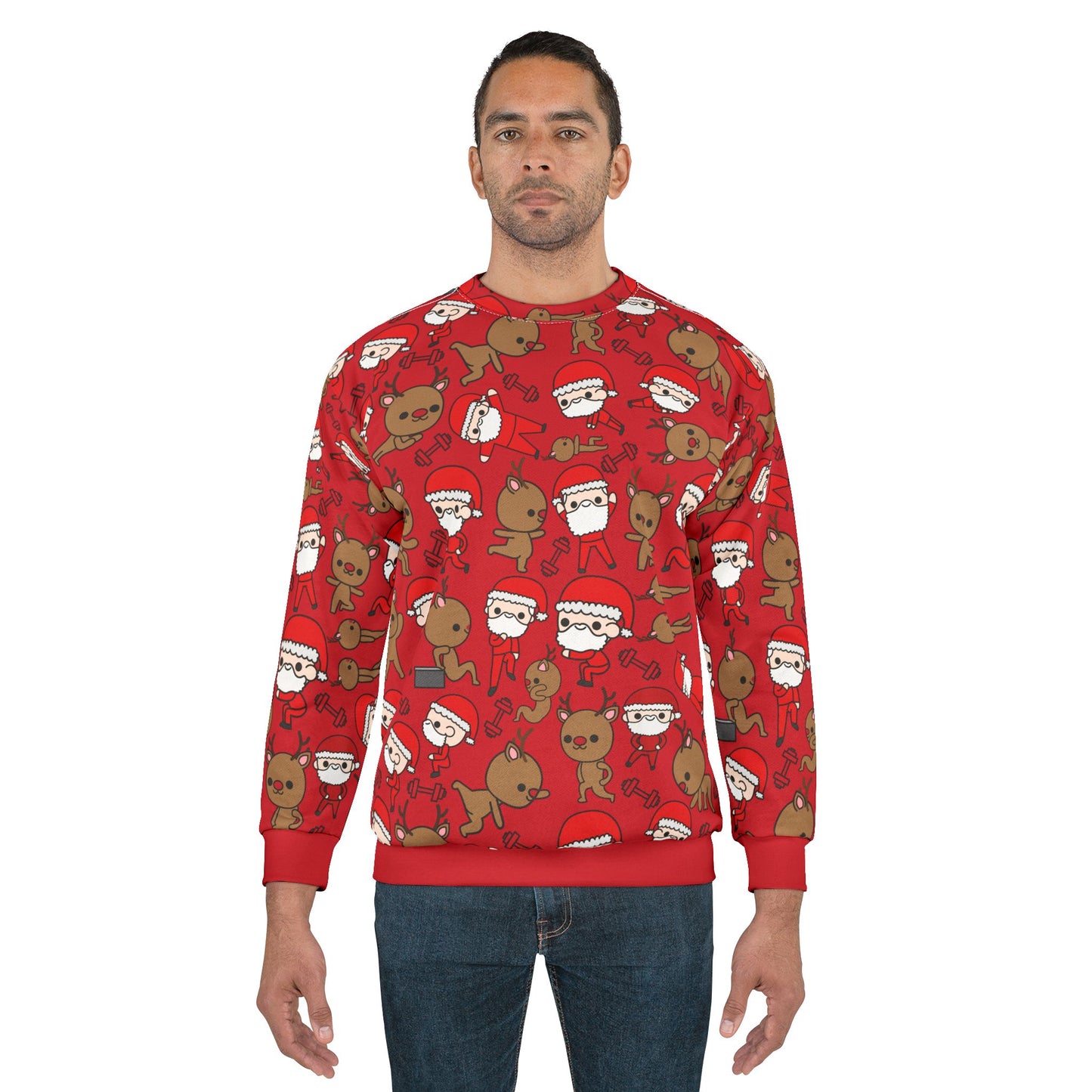 FitMas Sweatshirt – Santa & Reindeer Gym Edition