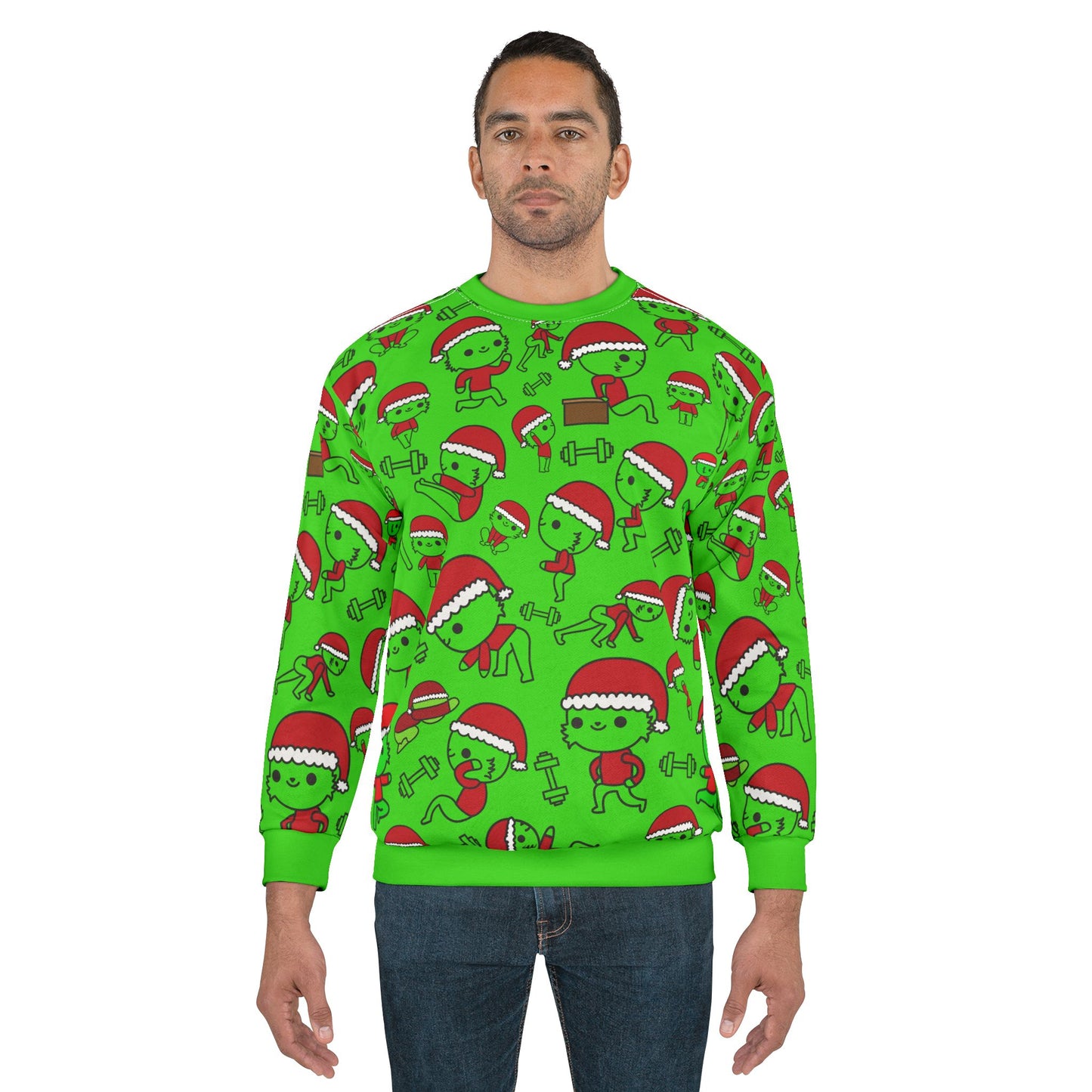 Grinch Gains – All-Over Print Sweatshirt for PE Teachers